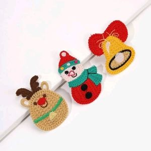 SET 3 Christmas Knit Barettes Hair Accessories